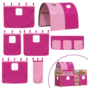 Loftsäng med rutschkana rosa 90x200 cm massiv furu