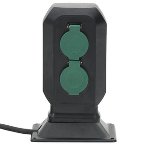 Utomhusuttag med spett 2-vägs svart&grönt 15,5x11x24 cm