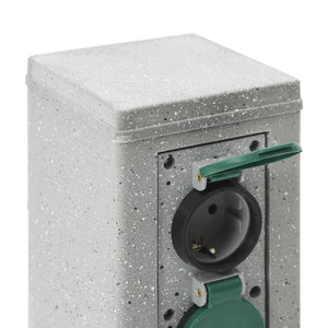 Utomhusuttag med spett 4-vägs stenlook grå 16x16x29,5 cm