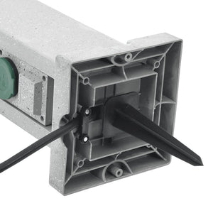 Utomhusuttag med spett 4-vägs stenlook grå 16x16x29,5 cm