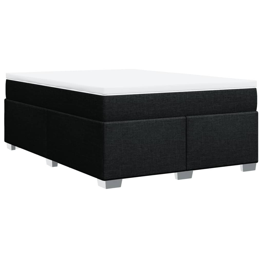 Ramsäng med madrass svart 160x200 cm tyg