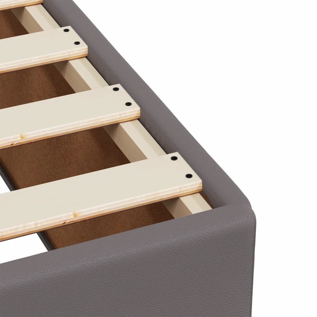 Ramsäng med madrass grå 80x200 cm konstläder