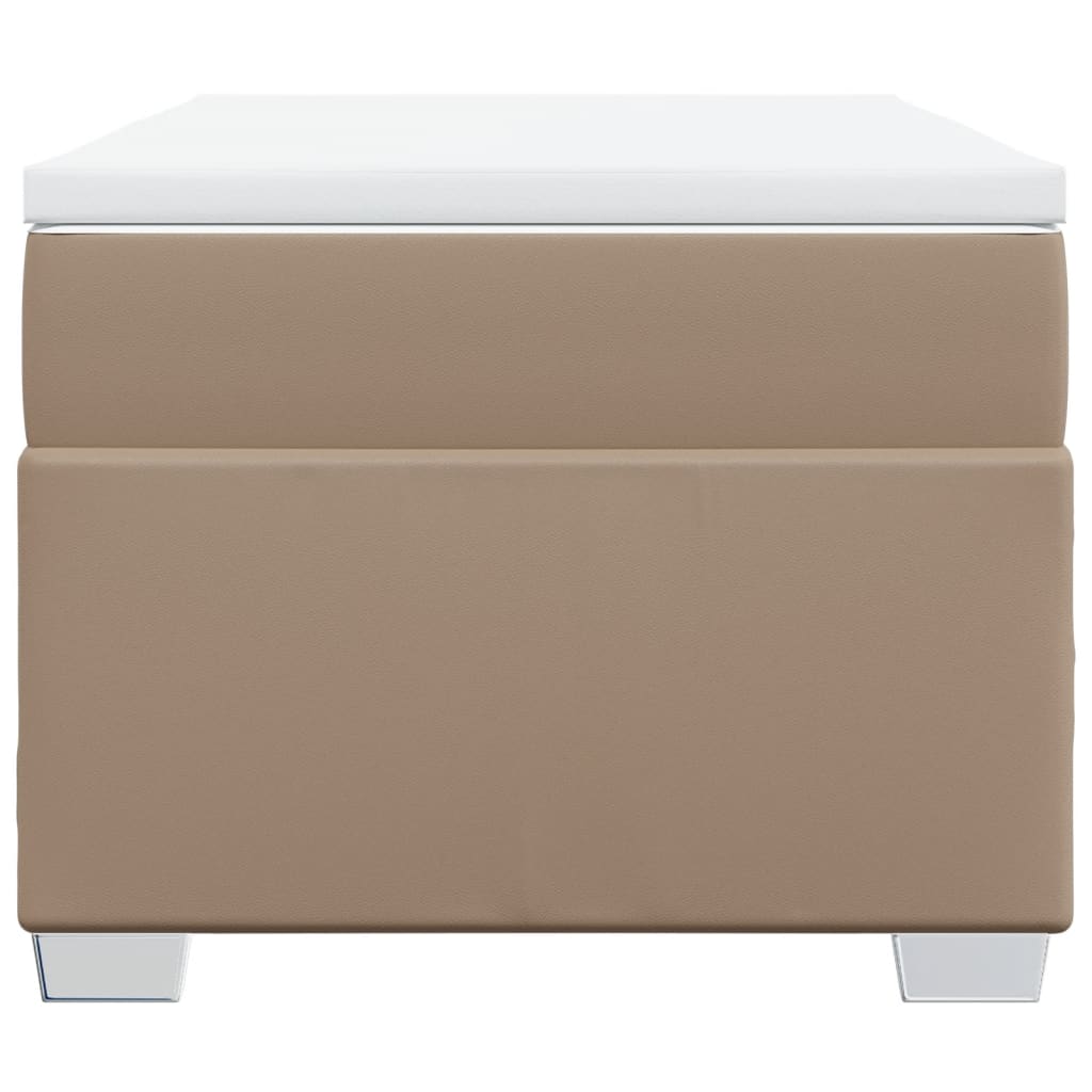 Ramsäng med bäddmadrass cappuccino 80x200 cm konstläder