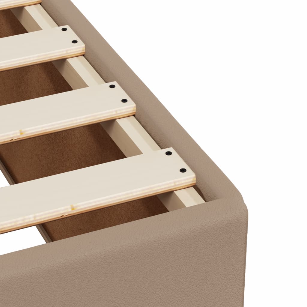 Ramsäng med bäddmadrass cappuccino 80x200 cm konstläder