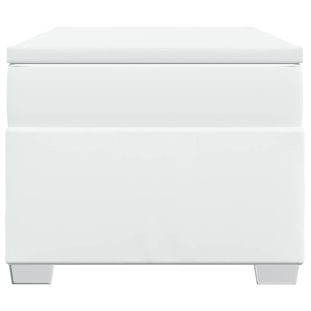 Ramsäng med madrass vit 90x190 cm konstläder