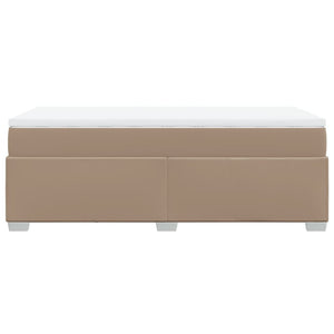 Ramsäng med bäddmadrass cappuccino 90x190 cm konstläder