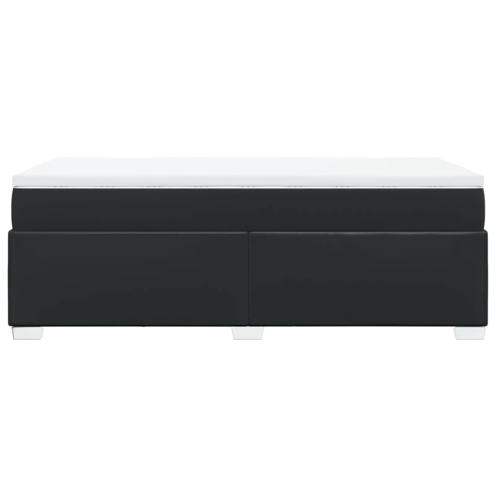 Ramsäng med madrass svart 90x200 cm konstläder