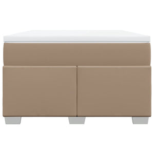 Ramsäng med bäddmadrass cappuccino 120x190 cm konstläder