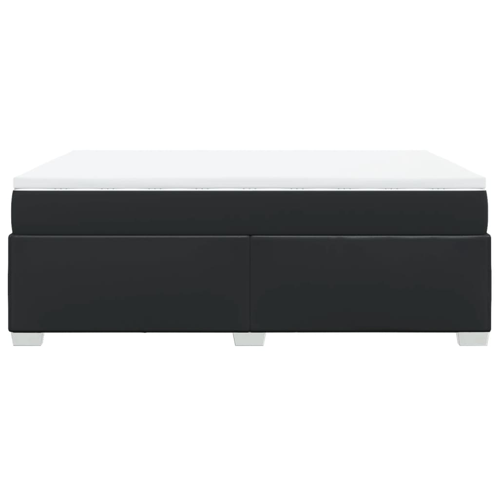 Ramsäng med madrass svart 140x190 cm konstläder