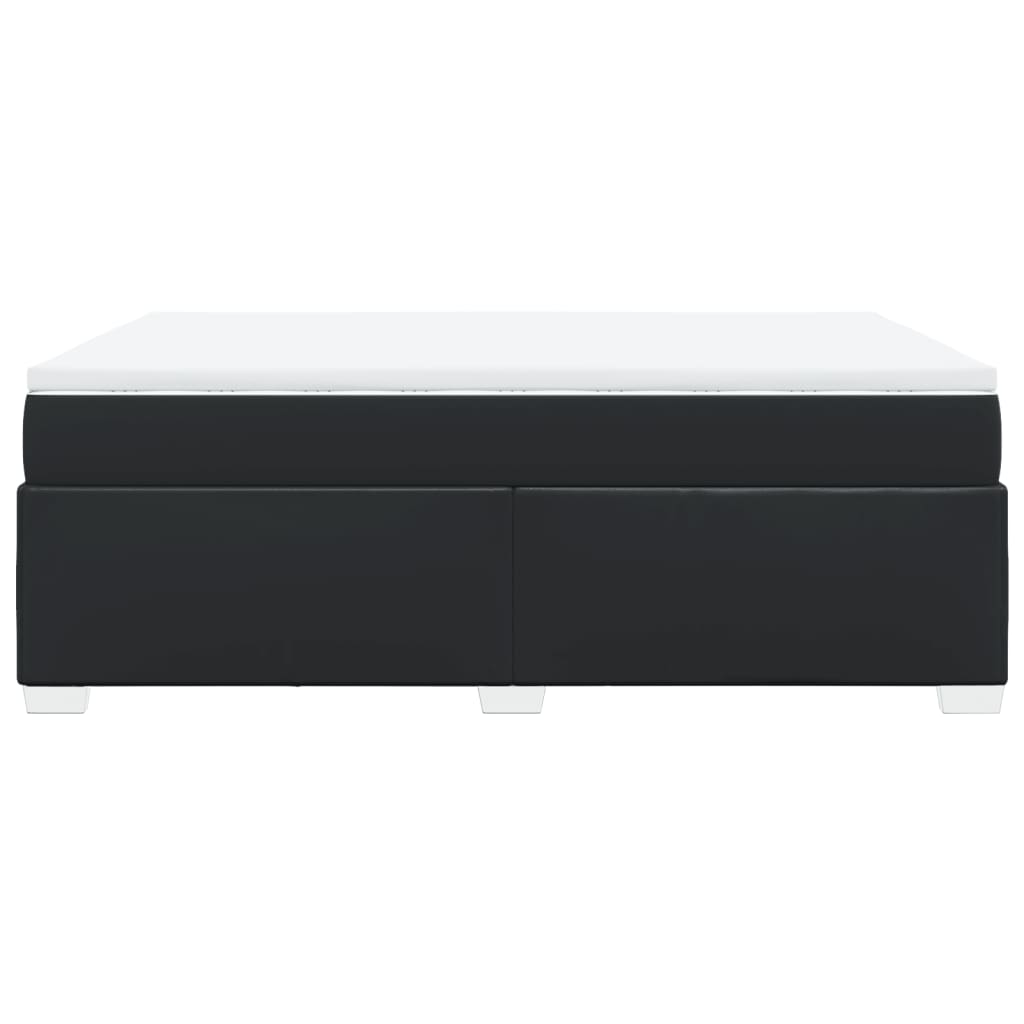 Ramsäng med madrass svart 140x200 cm konstläder