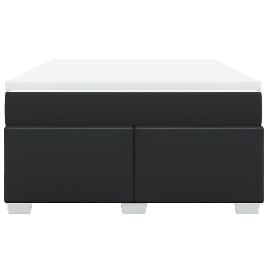 Ramsäng med madrass svart 160x200 cm konstläder