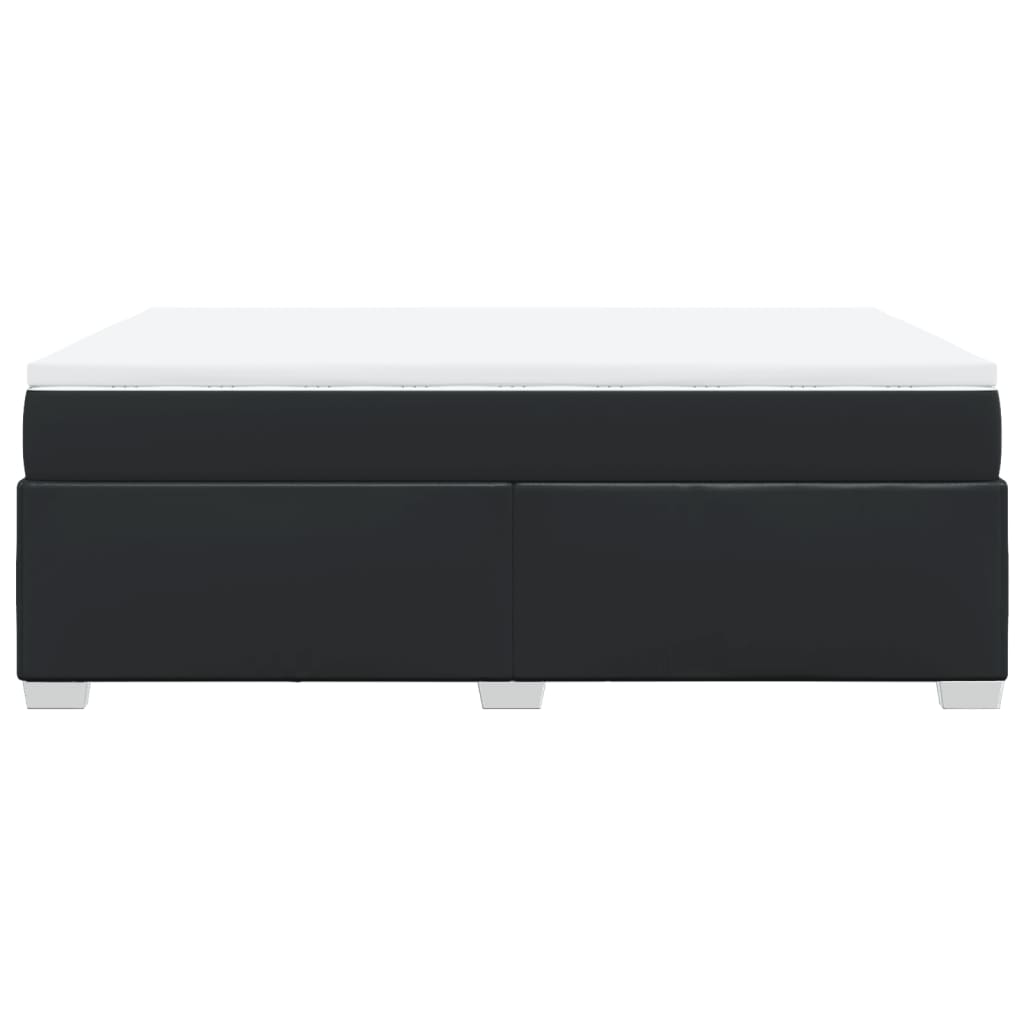 Ramsäng med madrass svart 160x200 cm konstläder