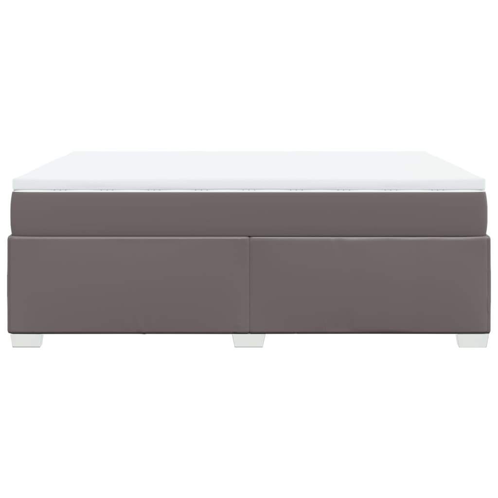 Ramsäng med madrass grå 160x200 cm konstläder