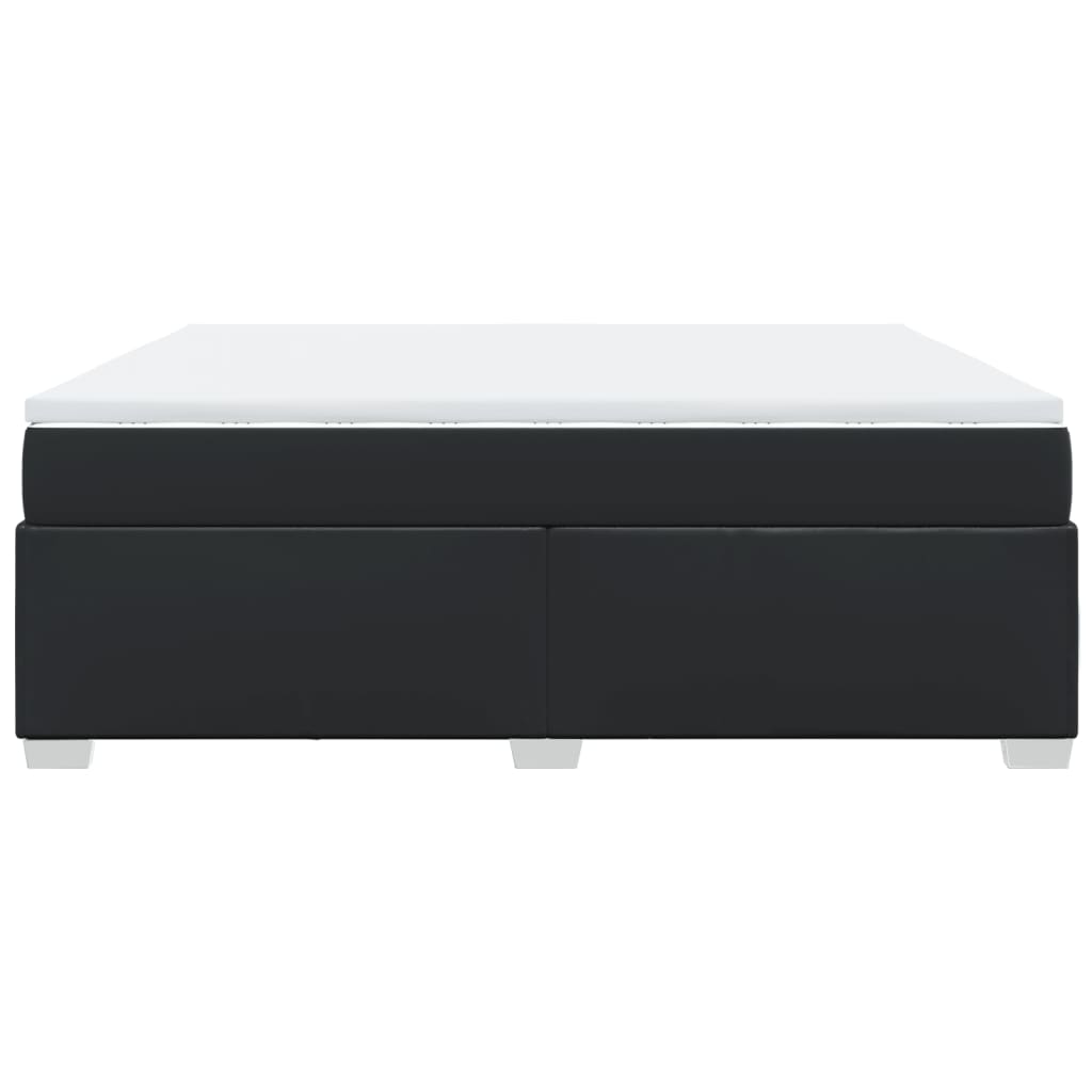 Ramsäng med madrass svart 180x200 cm konstläder