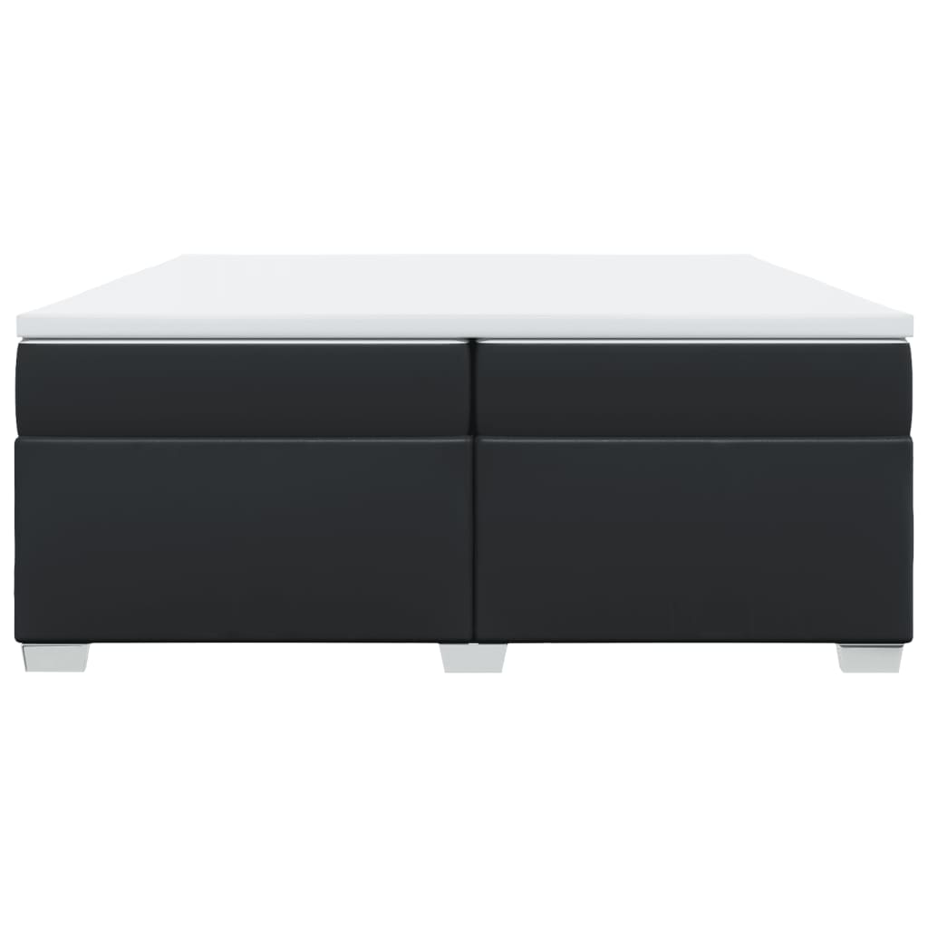 Ramsäng med madrass svart 200x200 cm konstläder