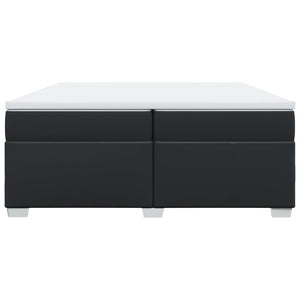 Ramsäng med madrass svart 200x200 cm konstläder