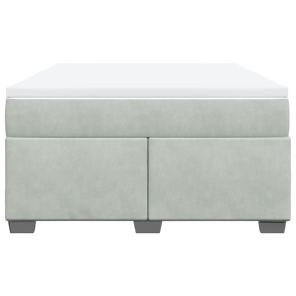 Ramsäng med madrass ljusgrå 140x190 cm sammet