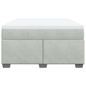 Ramsäng med madrass ljusgrå 140x190 cm sammet