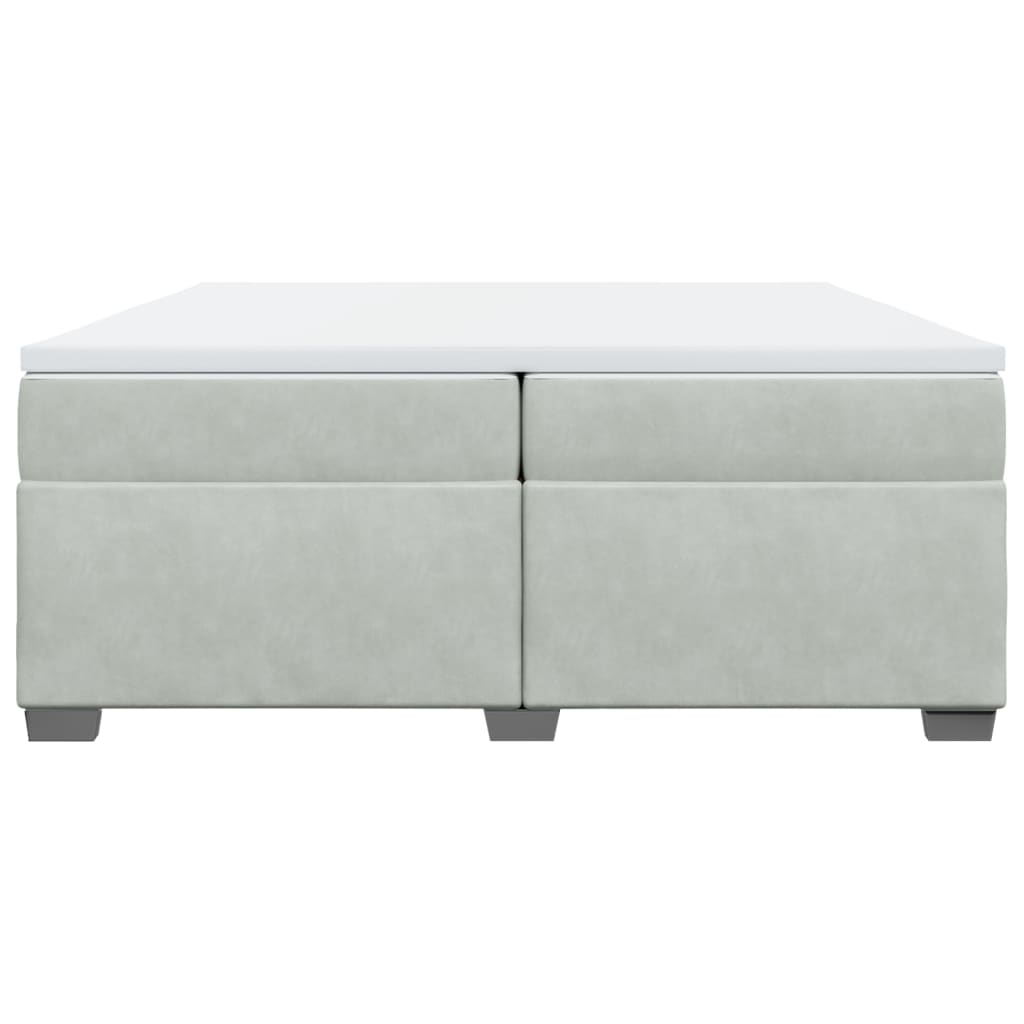 Ramsäng med madrass ljusgrå 200x200 cm sammet