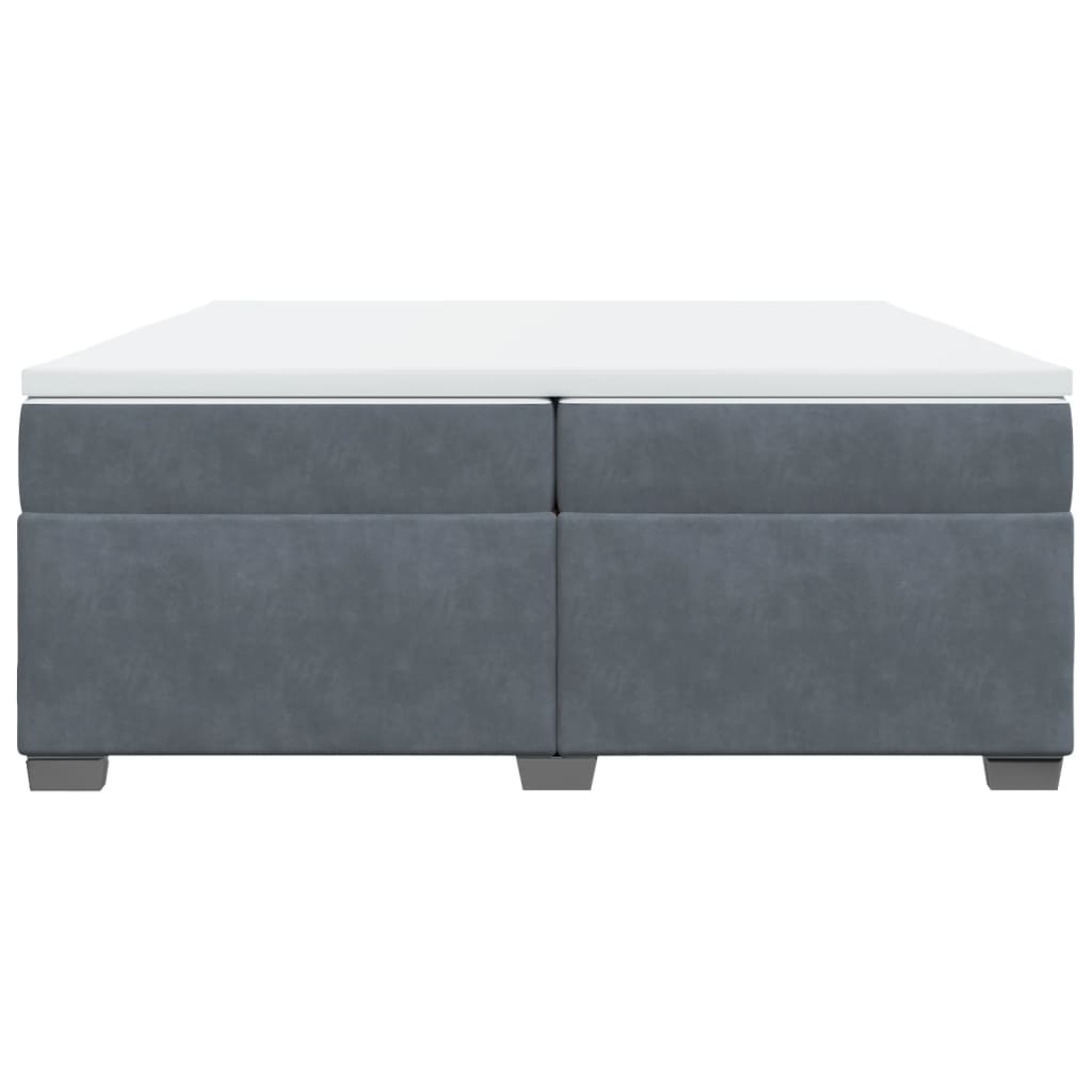 Ramsäng med madrass mörkgrå 200x200 cm sammet