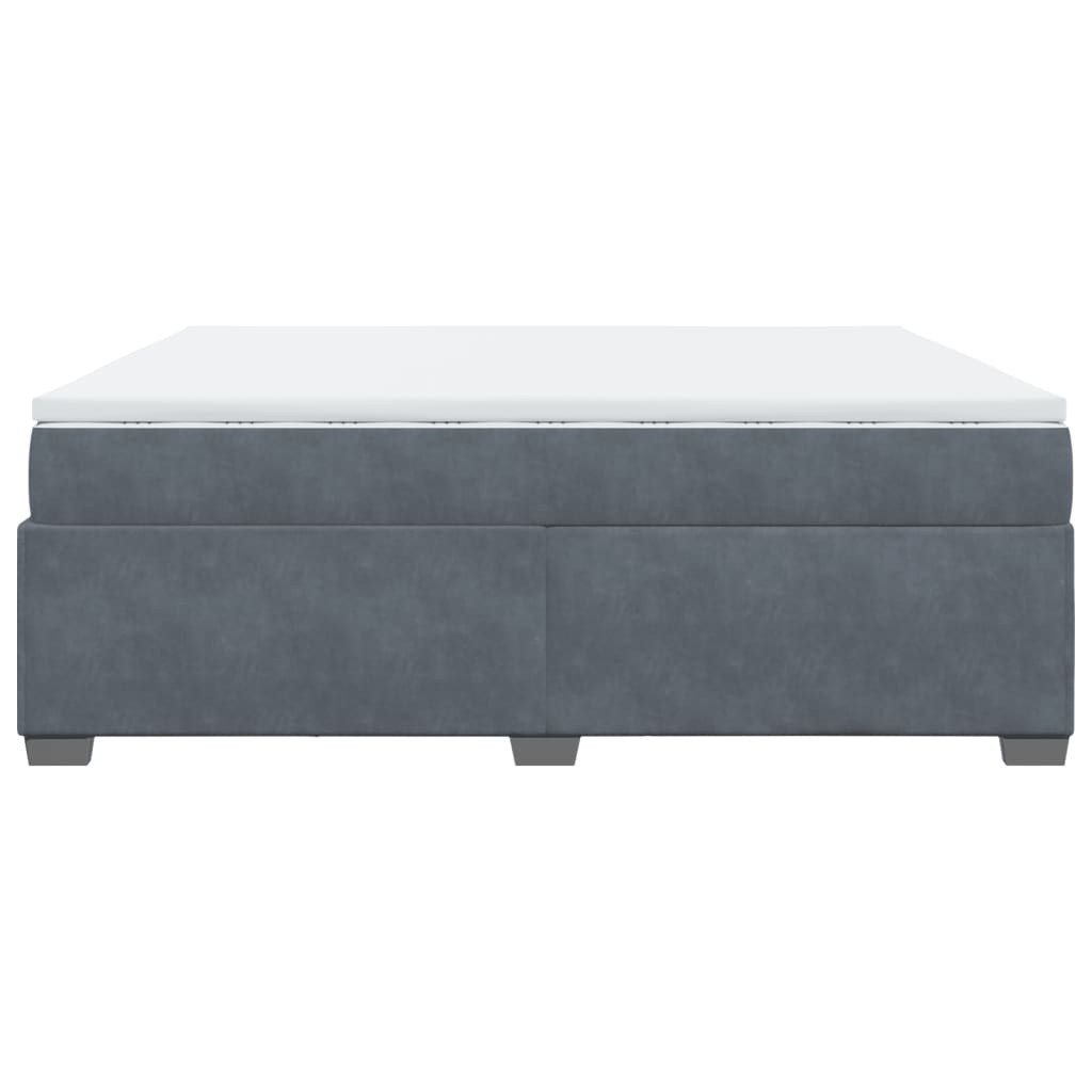 Ramsäng med madrass mörkgrå 200x200 cm sammet