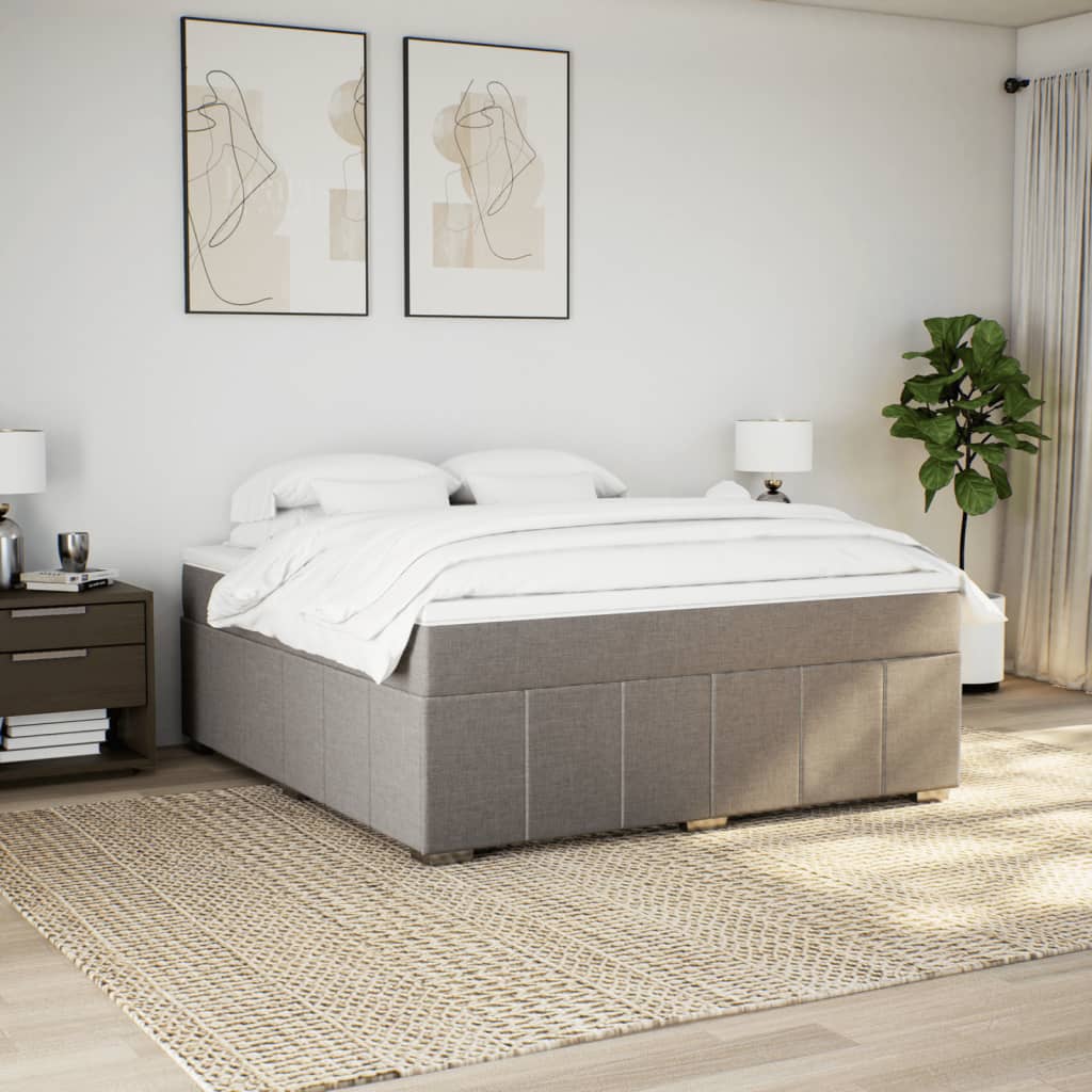 Ramsäng med madrass taupe 180x200 cm tyg