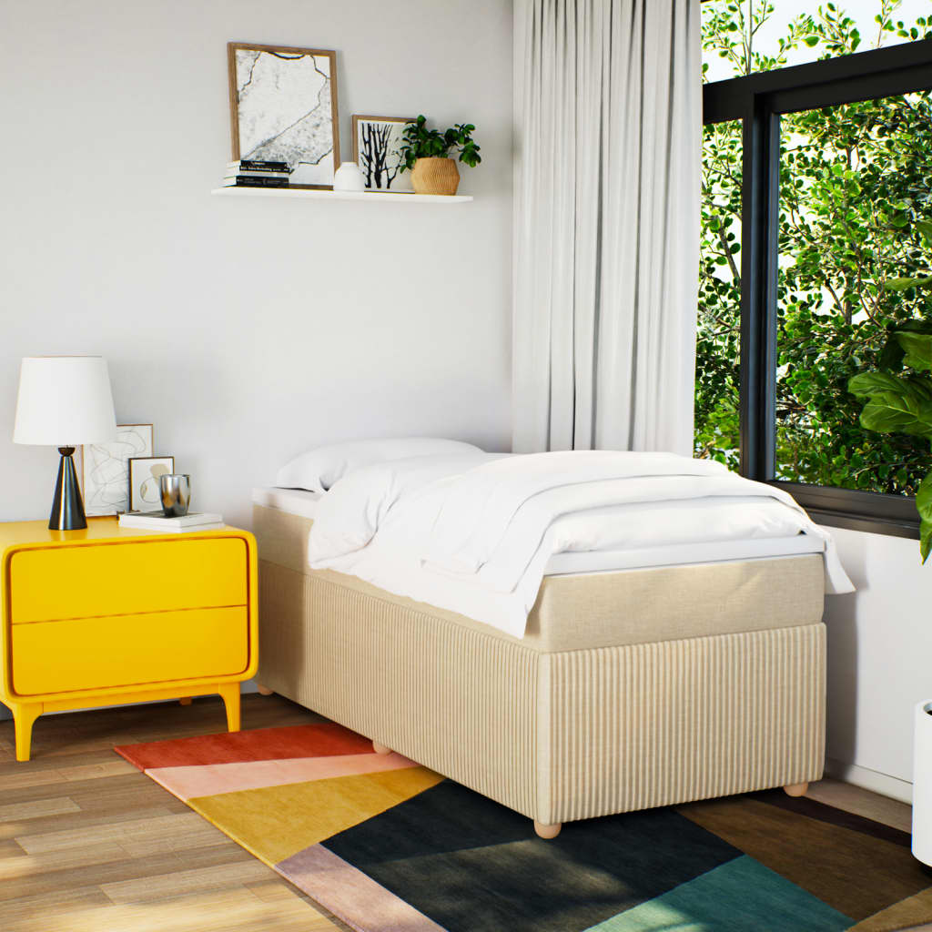 Ramsäng med madrass gräddvit 100x200 cm tyg