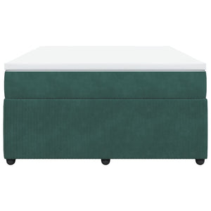 Ramsäng med madrass mörkgrön 140x190 cm sammet