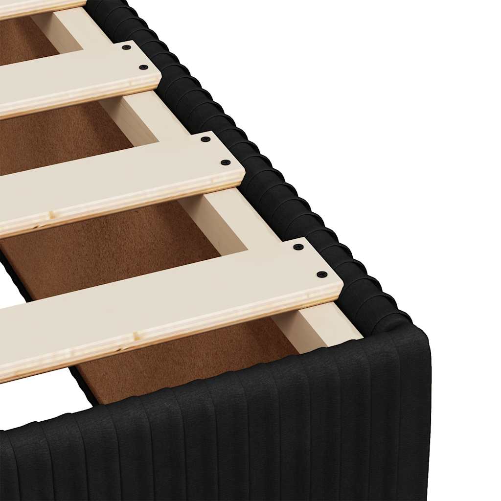 Ramsäng med madrass svart 140x200 cm sammet