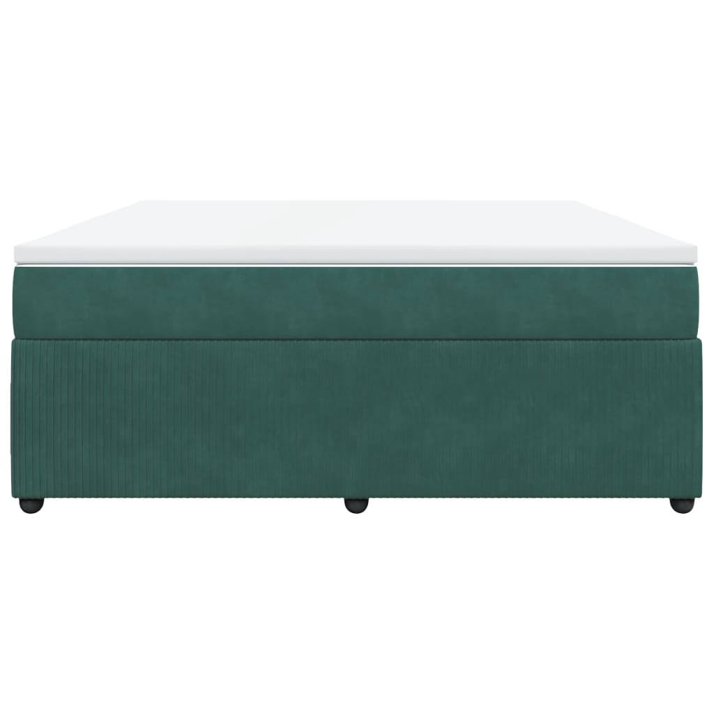 Ramsäng med madrass mörkgrön 180x200 cm sammet