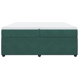 Ramsäng med madrass mörkgrön 200x200 cm sammet