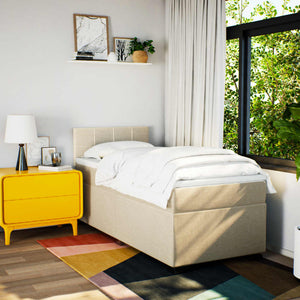 Ramsäng med madrass gräddvit 90x200 cm tyg