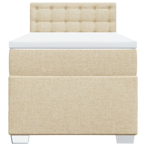 Ramsäng med madrass gräddvit 90x200 cm tyg