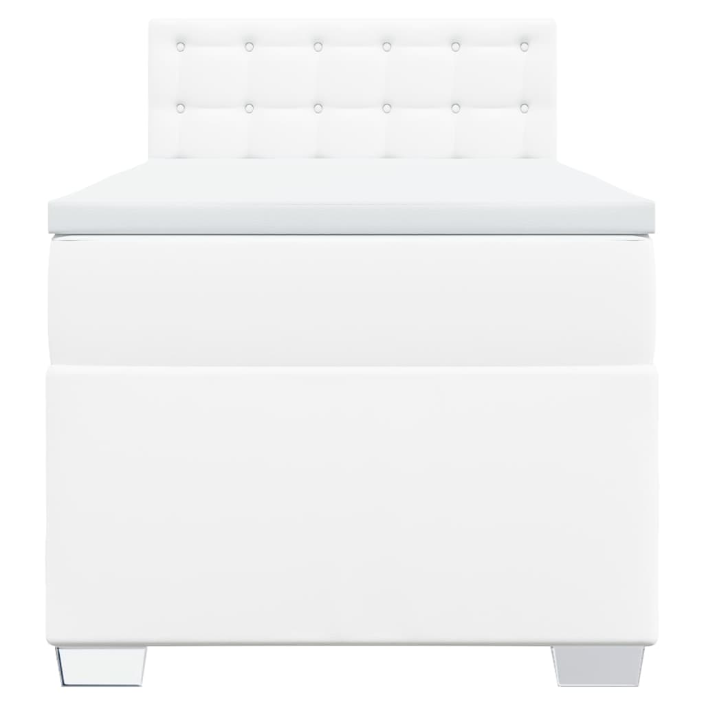 Ramsäng med madrass vit 100x200 cm konstläder