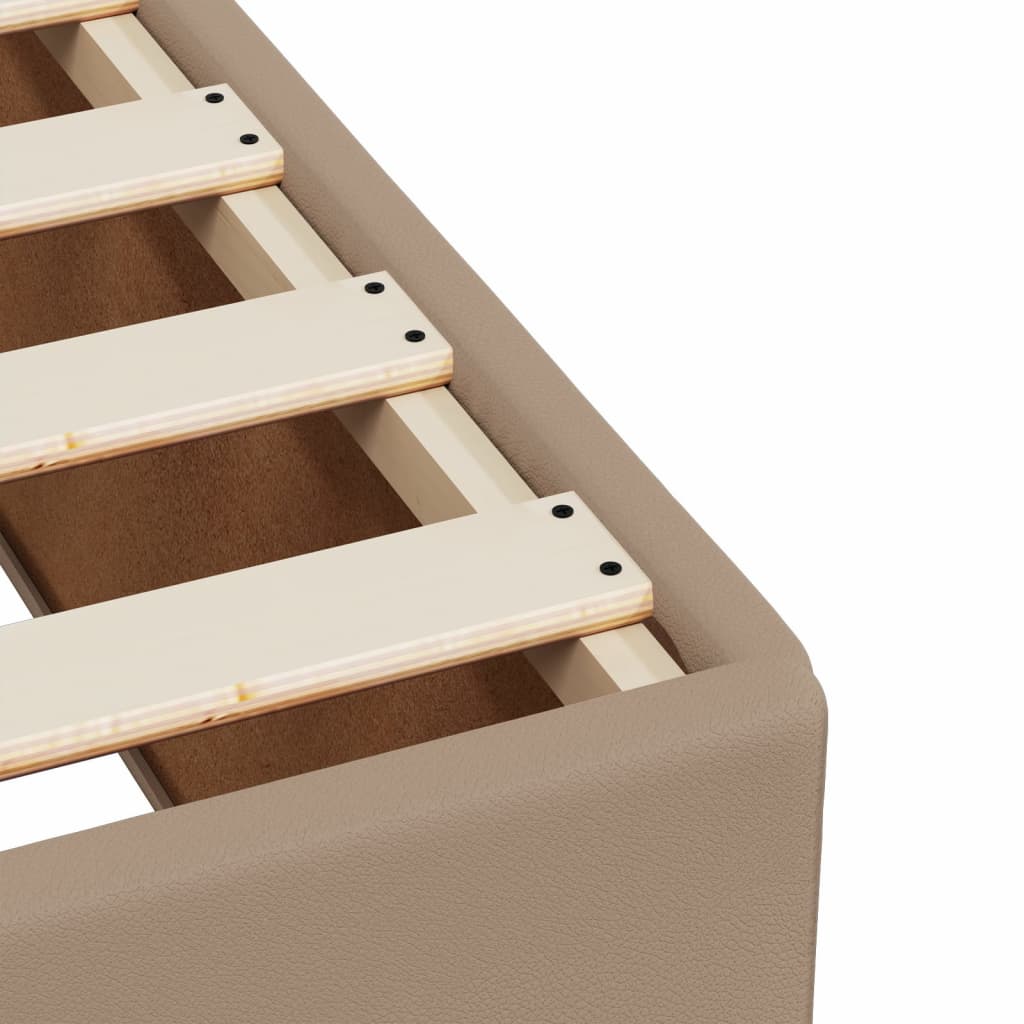 Ramsäng med bäddmadrass cappuccino 100x200 cm konstläder