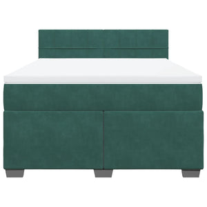 Ramsäng med madrass mörkgrön 160x200 cm sammet