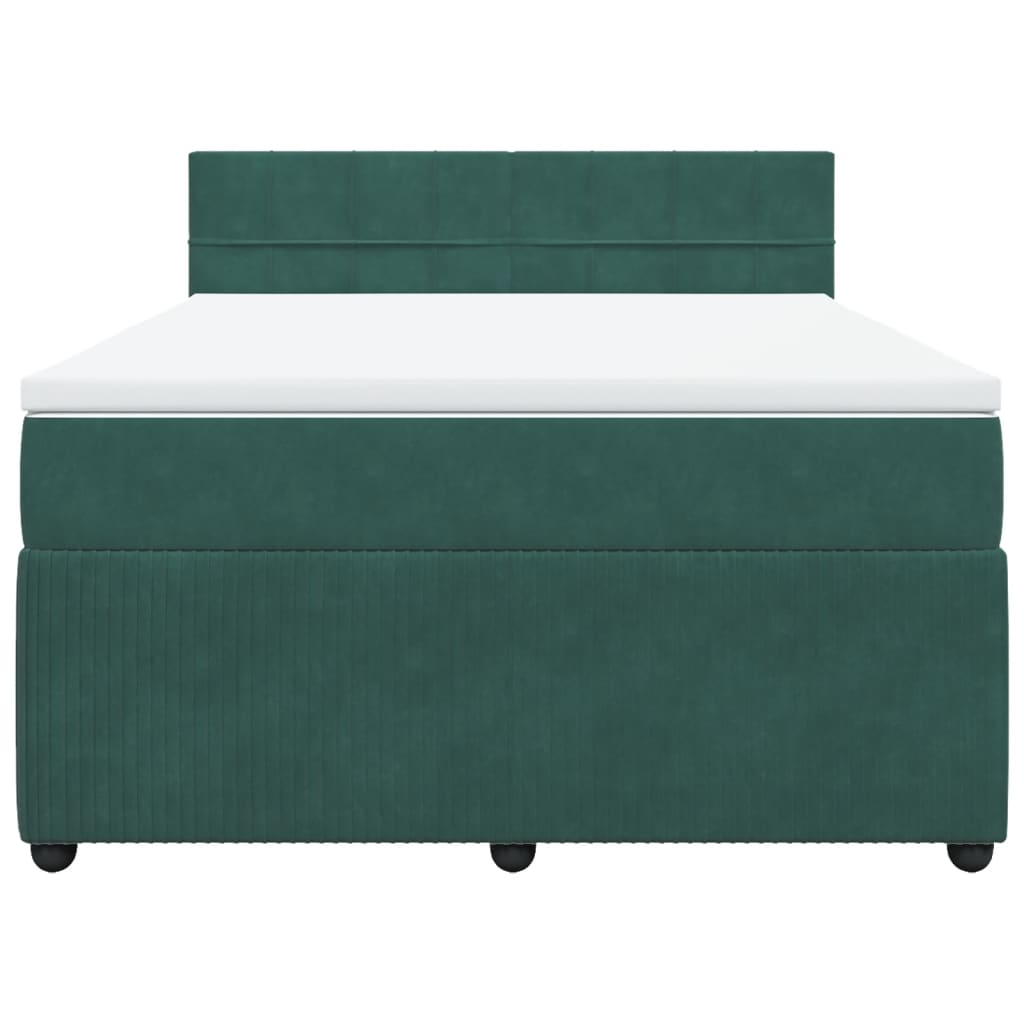 Ramsäng med madrass mörkgrön 140x190 cm sammet