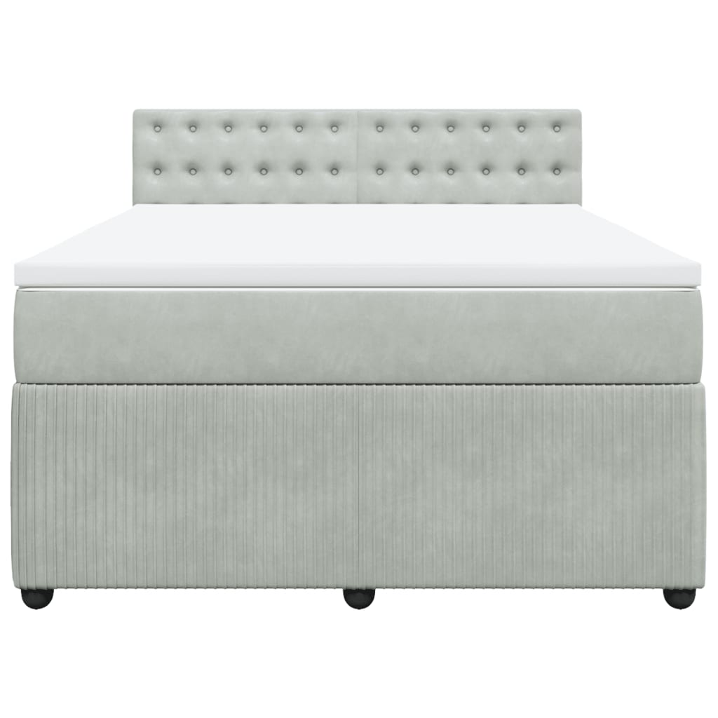 Ramsäng med madrass ljusgrå 140x200 cm sammet