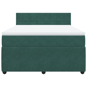 Ramsäng med madrass mörkgrön 160x200 cm sammet