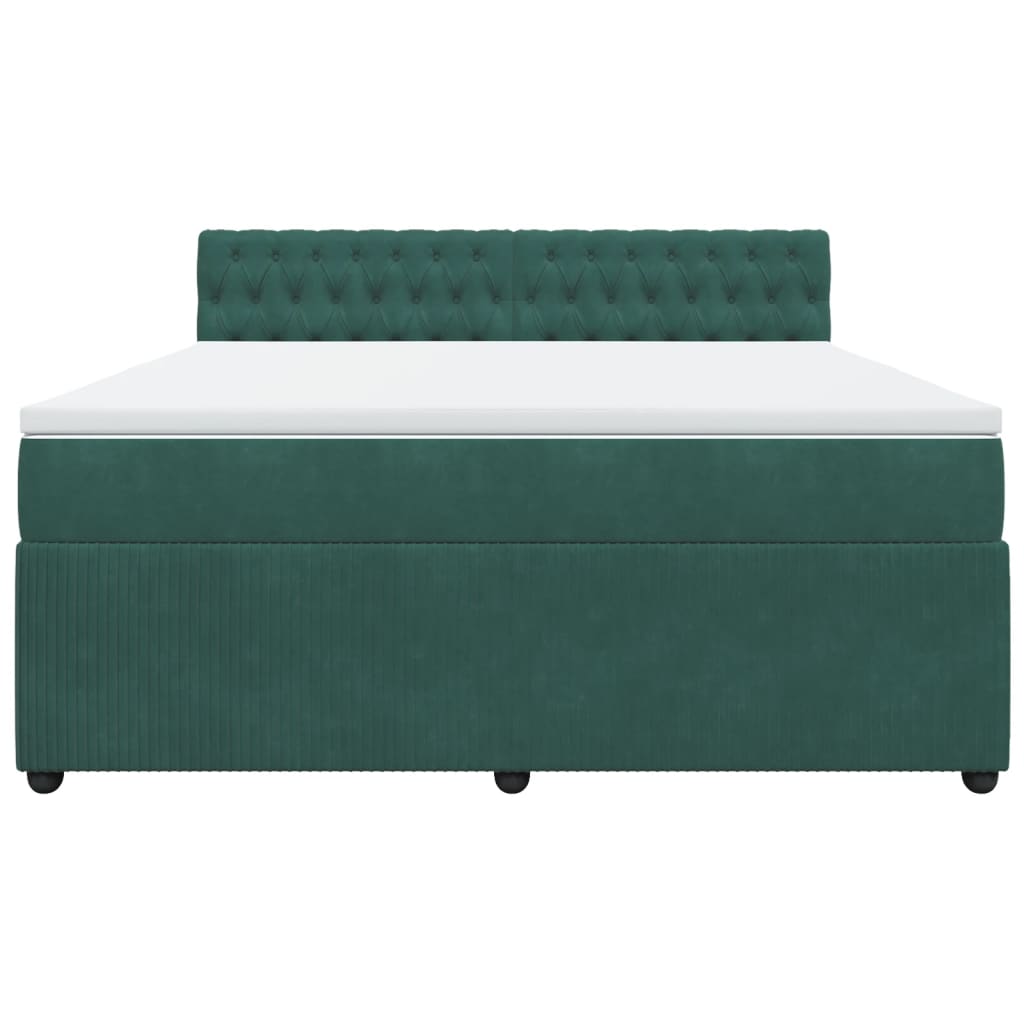 Ramsäng med madrass mörkgrön 180x200 cm sammet