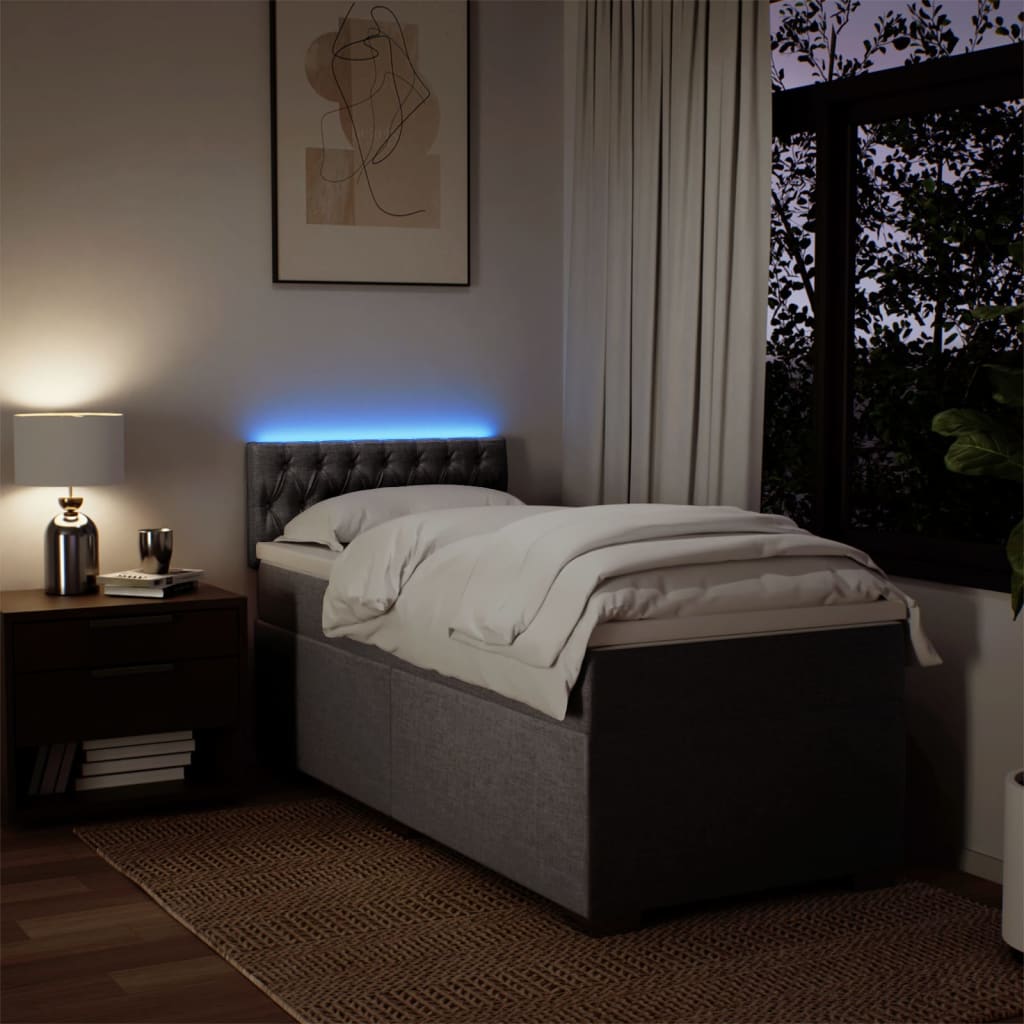 Ramsäng med madrass taupe 90x190 cm tyg