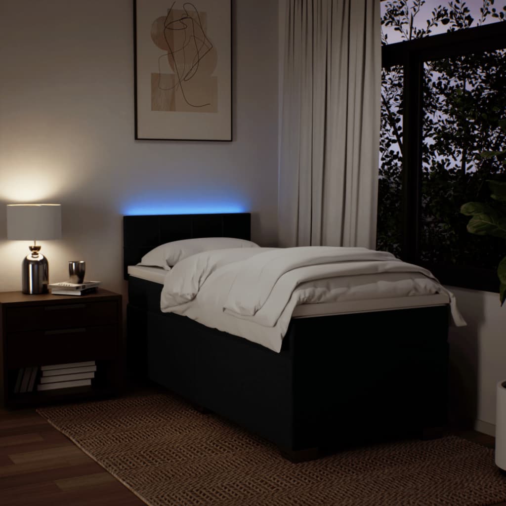 Ramsäng med madrass svart 100x200 cm tyg