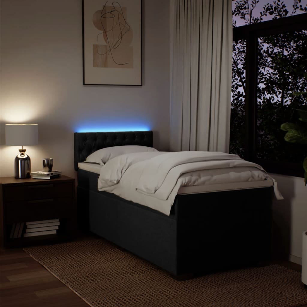 Ramsäng med madrass svart 100x200 cm tyg