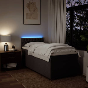 Ramsäng med madrass mörkbrun 100x200 cm tyg