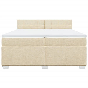 Ramsäng med madrass gräddvit 200x200 cm tyg