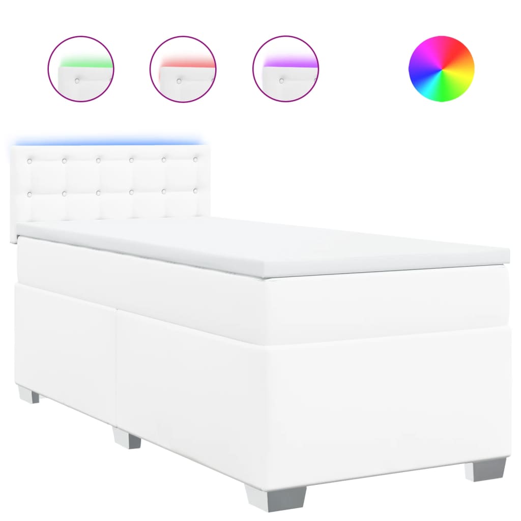 Ramsäng med madrass vit 80x200 cm konstläder