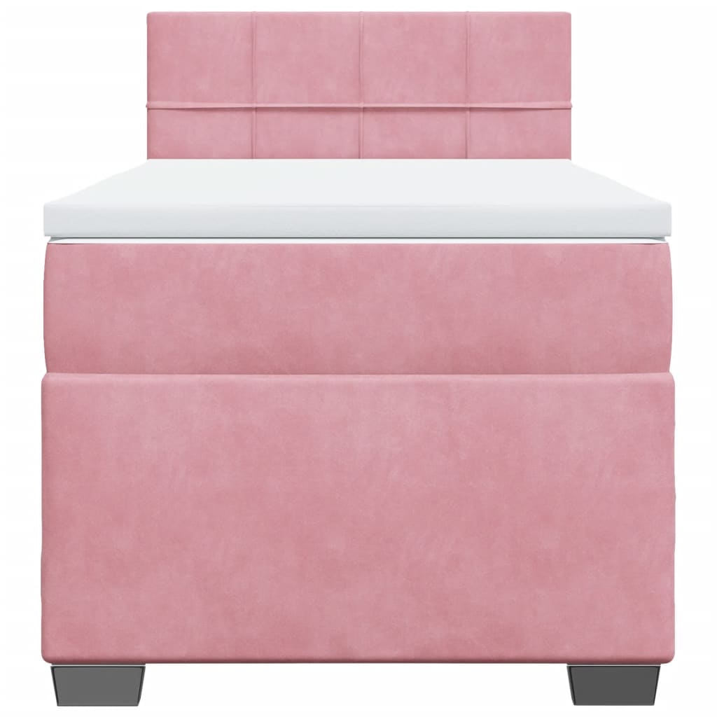 Ramsäng med madrass rosa 100x200 cm sammet