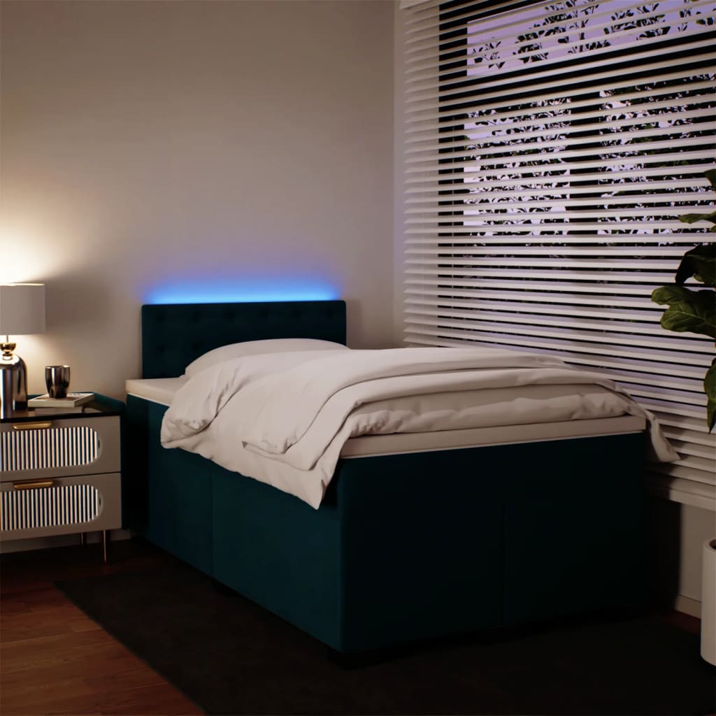 Ramsäng med madrass blå 120x190 cm sammet