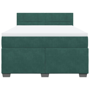 Ramsäng med madrass mörkgrön 160x200 cm sammet