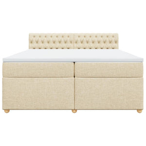 Ramsäng med madrass gräddvit 200x200 cm tyg